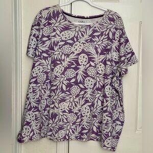 PURPLE PINEAPPLE FLORAL TEE! Croft & Barrow. Size 3X.